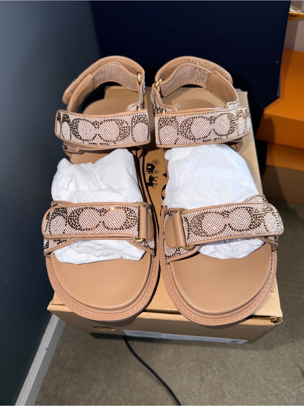 Coach Beige Logo-Print Sport Sandals